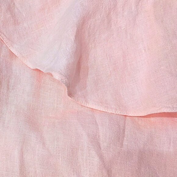 NWT CLAUDIO MILANO Pre-Launch Pink Ruffle Off-Shoulder Linen Jumpsuit #8707 Sz S - Picture 3 of 9